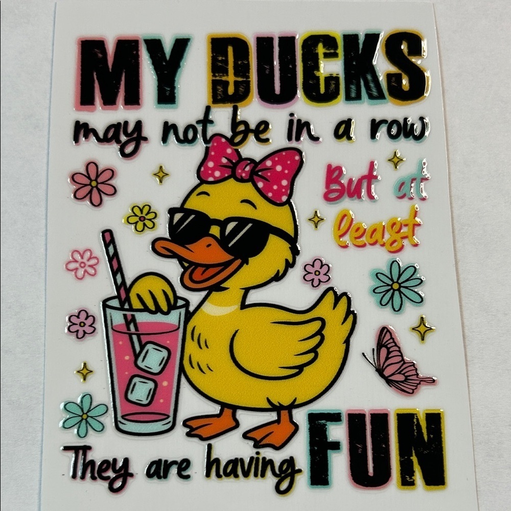 Ducks in a Row Cup Decal D58